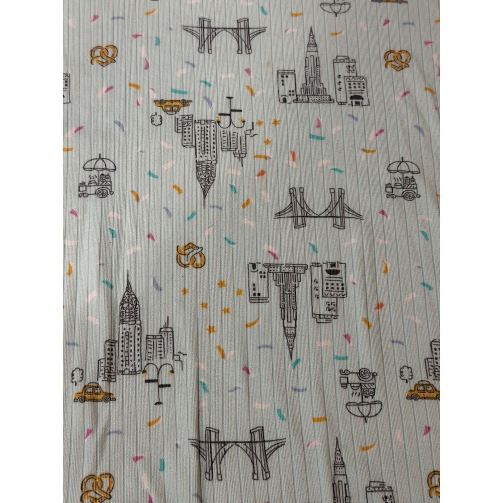Cuddl Duds Women XL Mint Green NYC Print Ribbed Pajama Top Short Sleeve Lounge - Picture 5 of 7